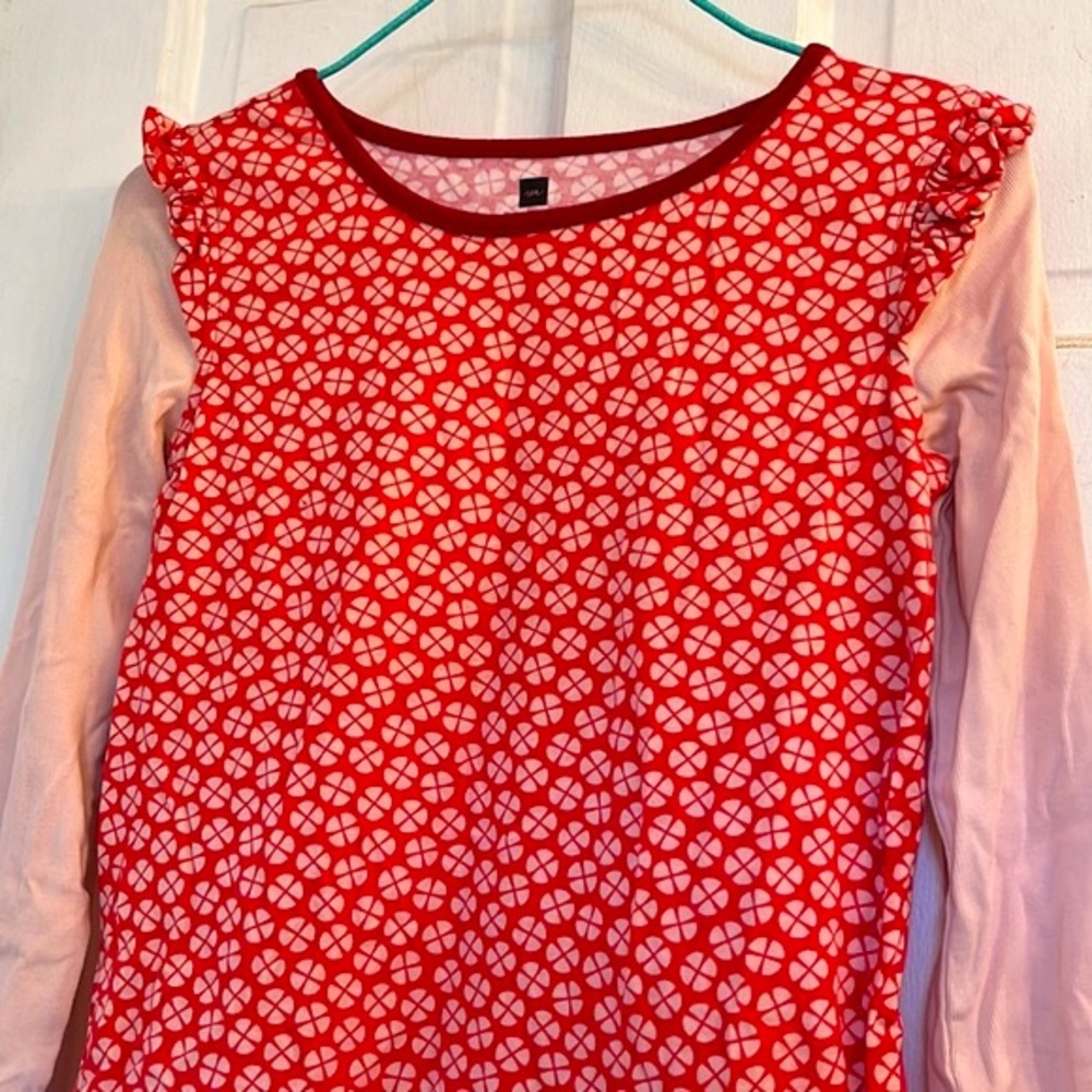 Tea Collection girls red and ivory floral dress in size 8 - Picture 2 of 8
